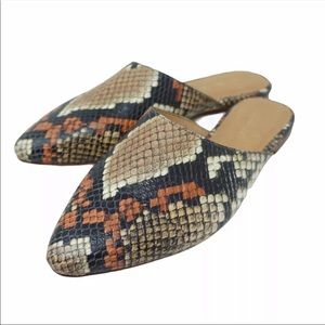 Madewell Cory Mule Snake Print Embossed Leather
